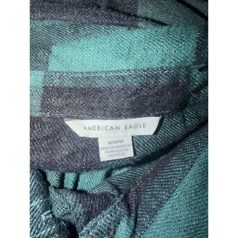 American Eagle women’s black & green plaid oversized babydoll flannel - Picture 9 of 9